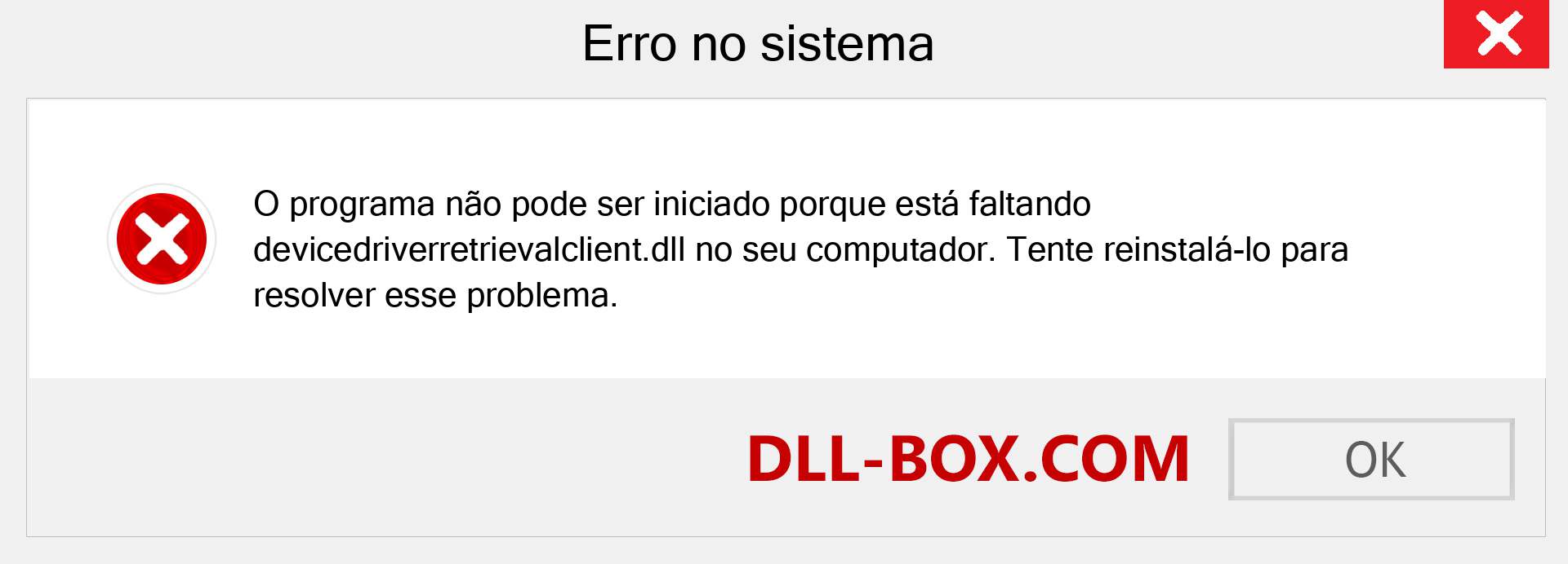 Arquivo devicedriverretrievalclient.dll ausente ?. Download para Windows 7, 8, 10 - Correção de erro ausente devicedriverretrievalclient dll no Windows, fotos, imagens